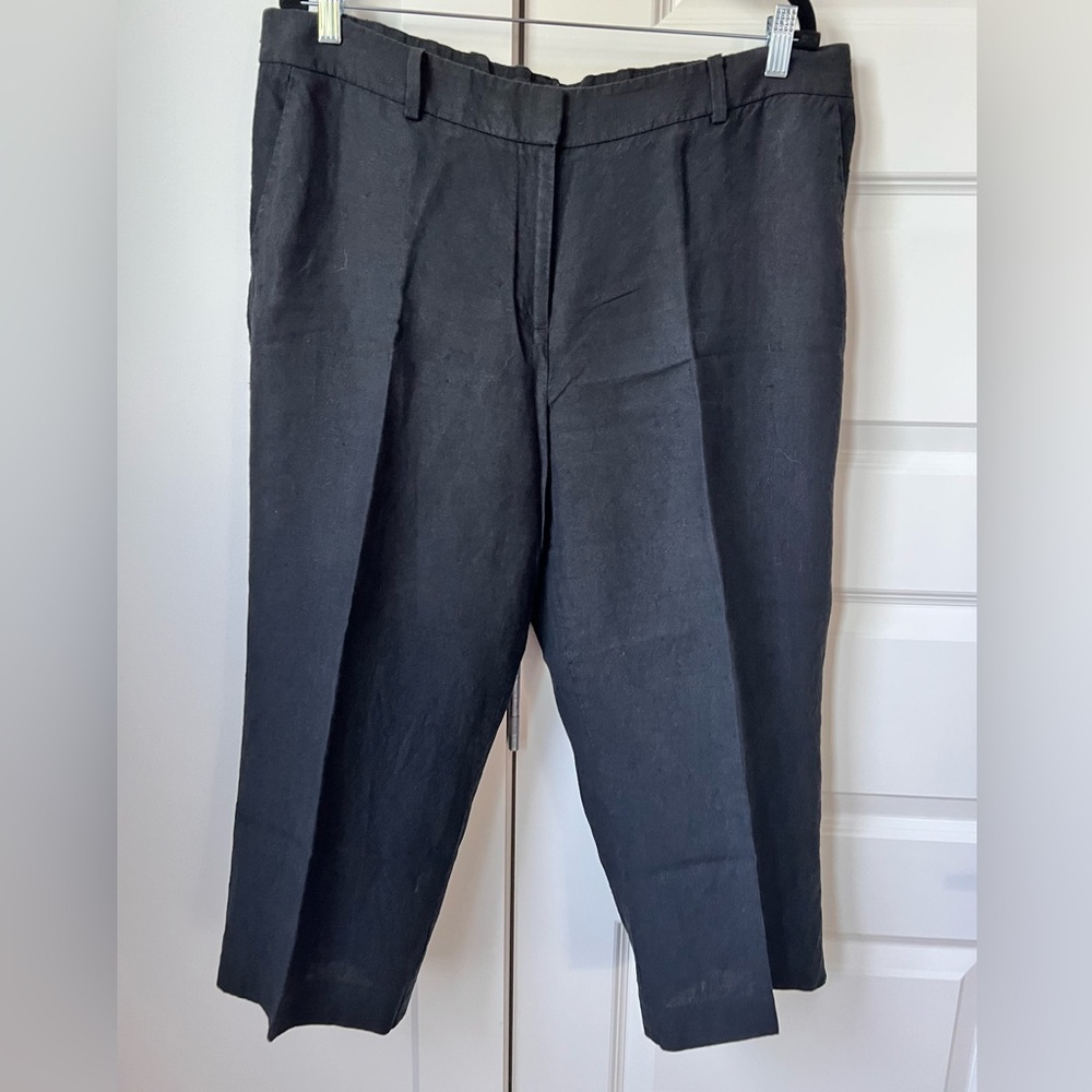 Talbots Black 100% Linen Wide-Leg Pants 16P